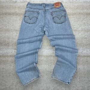 Vintage Y2K Levis 550 Jeans 36x32 Relaxed Fit Light Wash Red Tabs